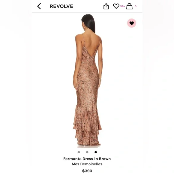 Revolve Formanta BRONZE ruffle train gown dress 2 WEDDING GUEST FORMAL HOLIDAYS